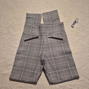 Old Navy girls size 14 plaid ponte pants, black white pink NEW